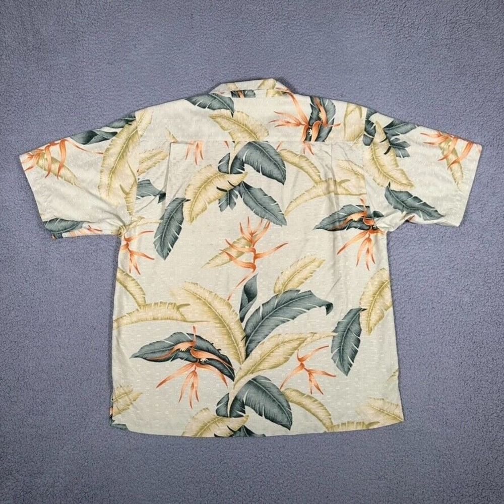 Tommy Bahama Shirt Mens Large Yellow Floral Hawaiian 100% Silk Pocket Beach Logo - Picture 9 of 9